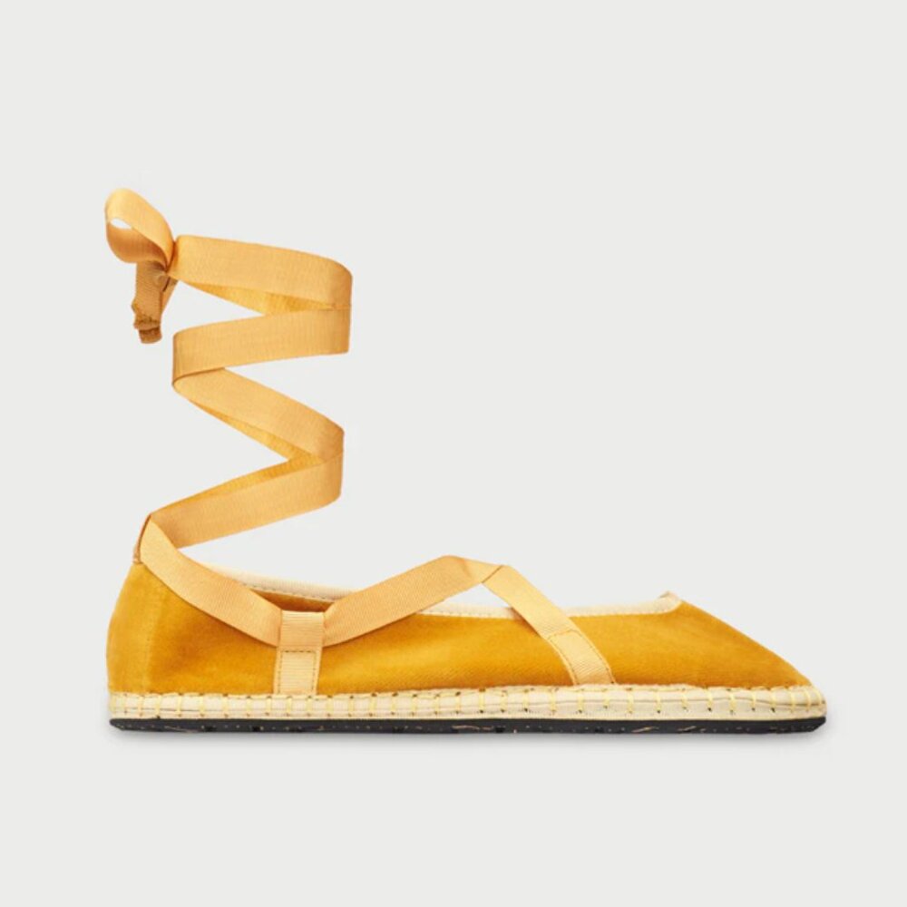 Flabelus Rosaline Lace Up Flats in Yellow 42 11